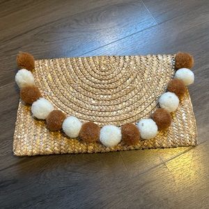 Natural Pom Pom Clutch